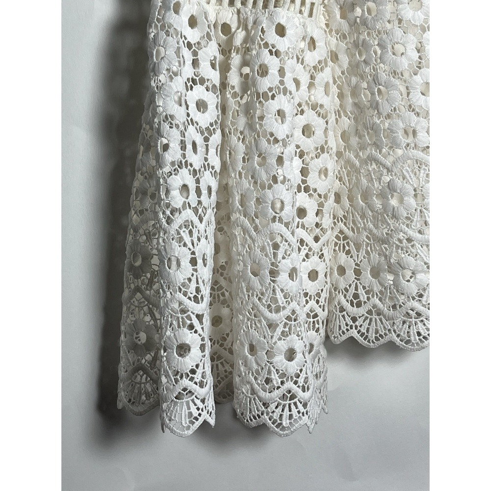 J CREW White Daisy Lace Boxy Top Blouse Bell-Sleeve Sz 2 Boho Floral Whimsy - Picture 3 of 15